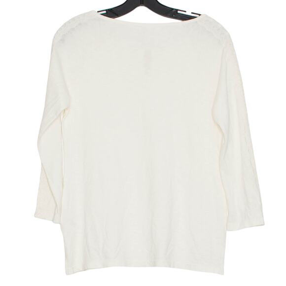 Talbots Top 3/4 Sleeve Cottage Coquette minimalist Coastal Grandma Ivory Size XS - Picture 2 of 7